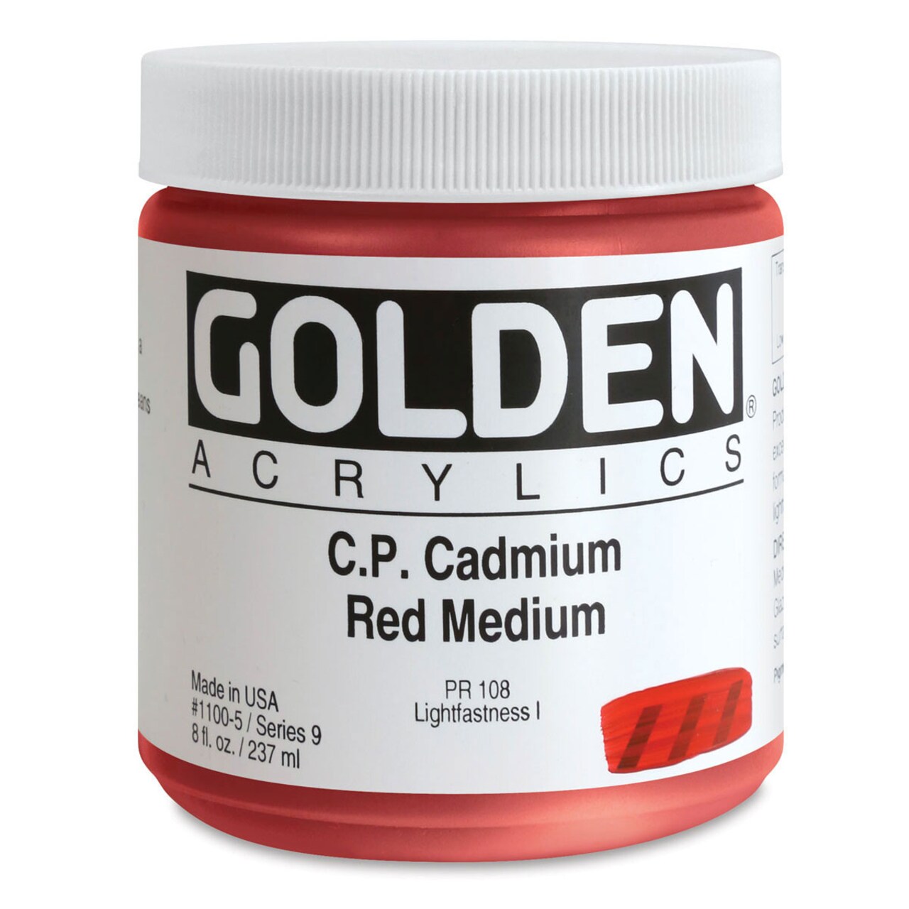 Golden Heavy Body Artist Acrylics - Cadmium Red Medium, 8 oz Jar